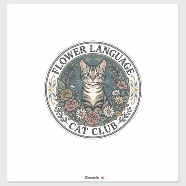 Sticker Fleur Langage Chat Chat Graphique Tee Art - Fleur  (Feuille)