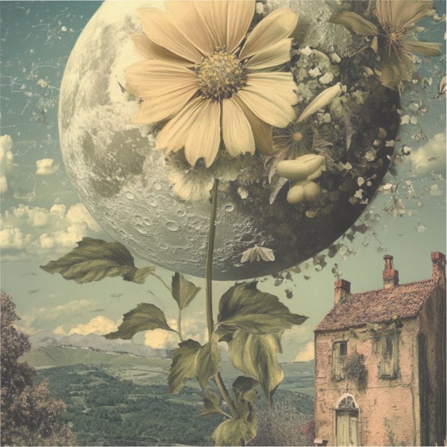 Sticker Fleur Lune et charme Vintage (Recto)