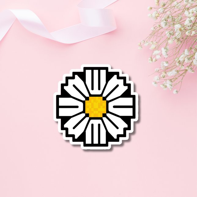 Sticker Fleur marguerite Pixel (Créateur téléchargé)