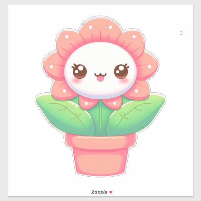 Sticker Fleur mignonne, capricieuse en pot (Feuille)