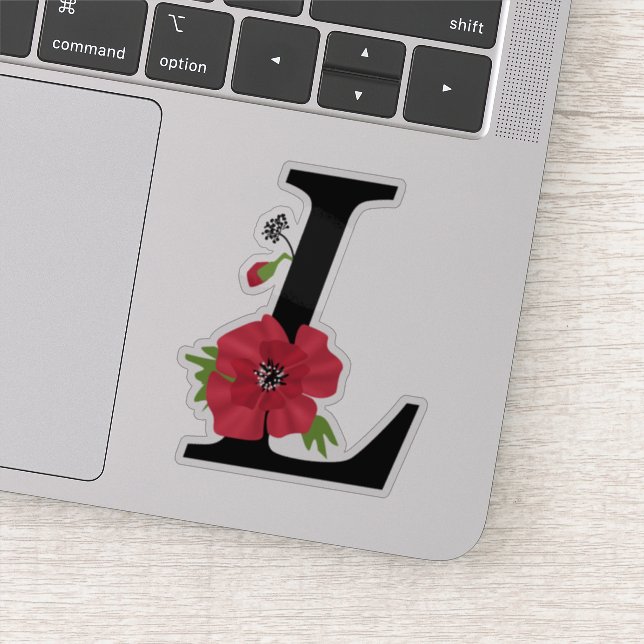 Sticker Fleur, monogramme L, lettre L, fleurs, monogra (Détail)