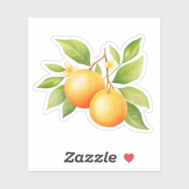 Sticker Fleur orange aquarelle (Feuille)