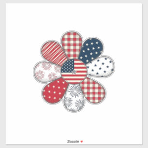 Sticker Fleur Patriotique Vintage Vector Design de T-Shirt