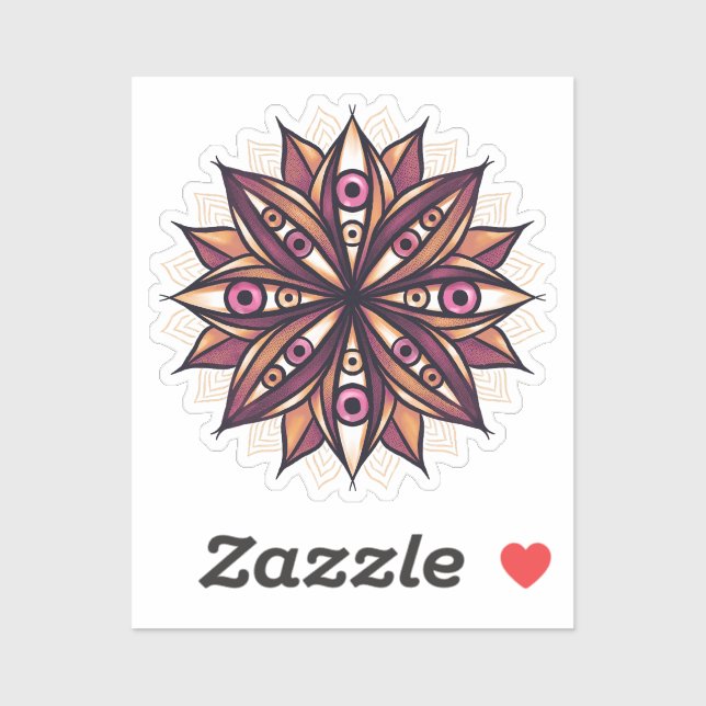 Sticker Fleur psychédélique avec yeux Déplaisants trippant (Feuille)