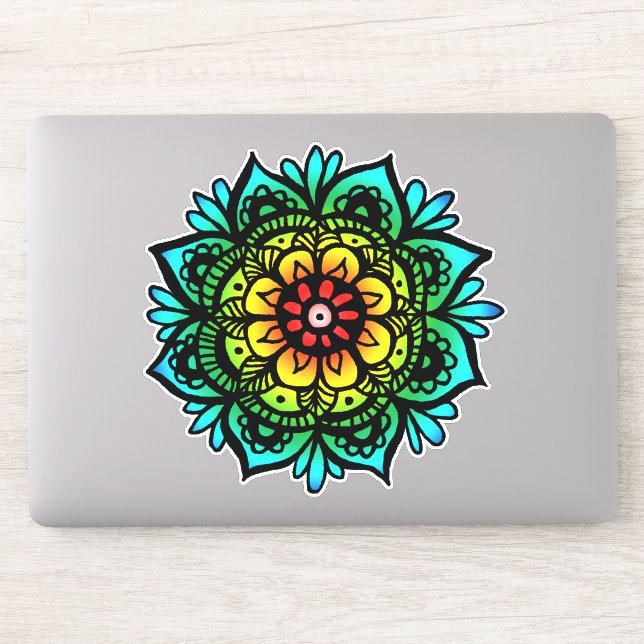 Sticker Fleur Rainbow Mandala (Ordinateur)