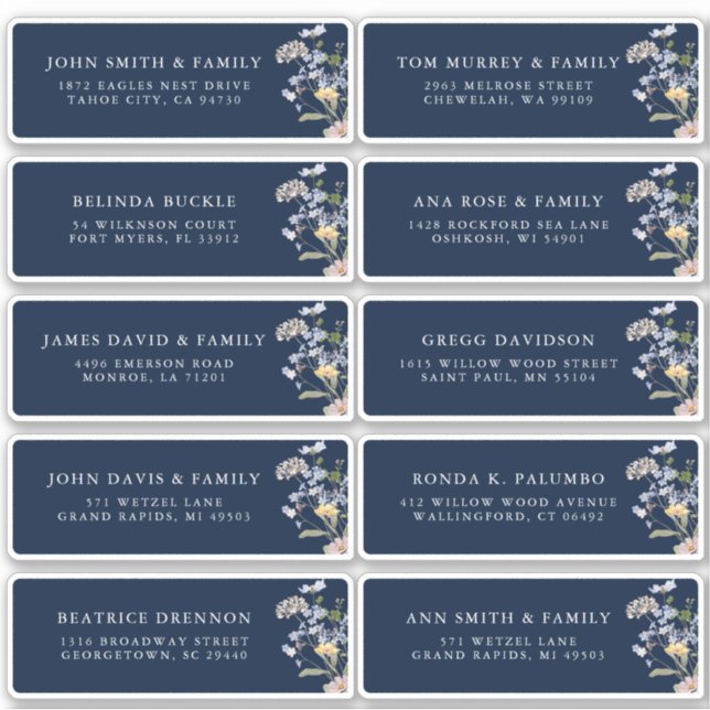 Sticker Fleur sauvage de printemps de la Marine Meadow Nom (Devant)