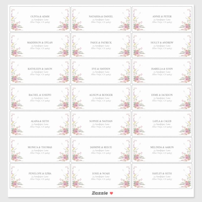 Sticker Fleur sauvage élégant tendance Floral Adresse d'hô (Feuille)