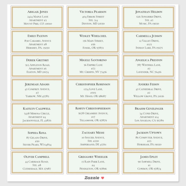 Sticker Fleur sauvage Fern Mint Green Mariage Adresse d'in (Feuille)