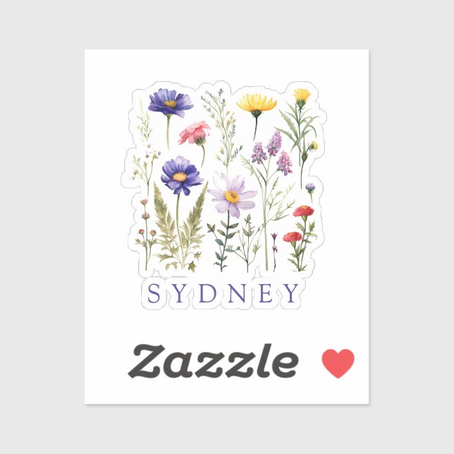 Sticker Fleur sauvage nom personnalisé (Feuille)