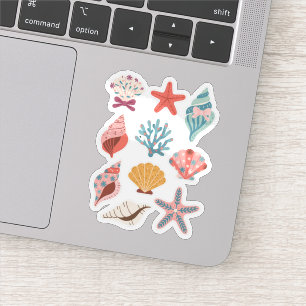 Sticker Fleur sauvage Seashell Clam Summer Vibes Floral Be