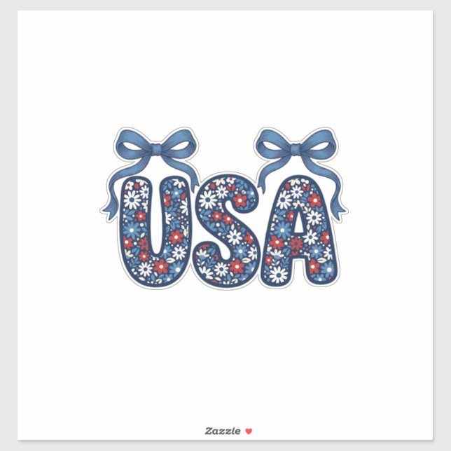 Sticker Fleur USA Nœud Patriote Conception Vectorielle_1 (Feuille)