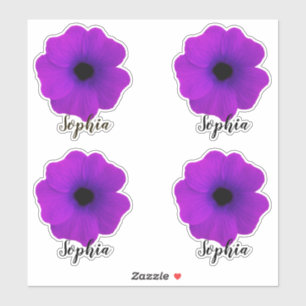 Sticker Fleur violet mou Nom du script moderne