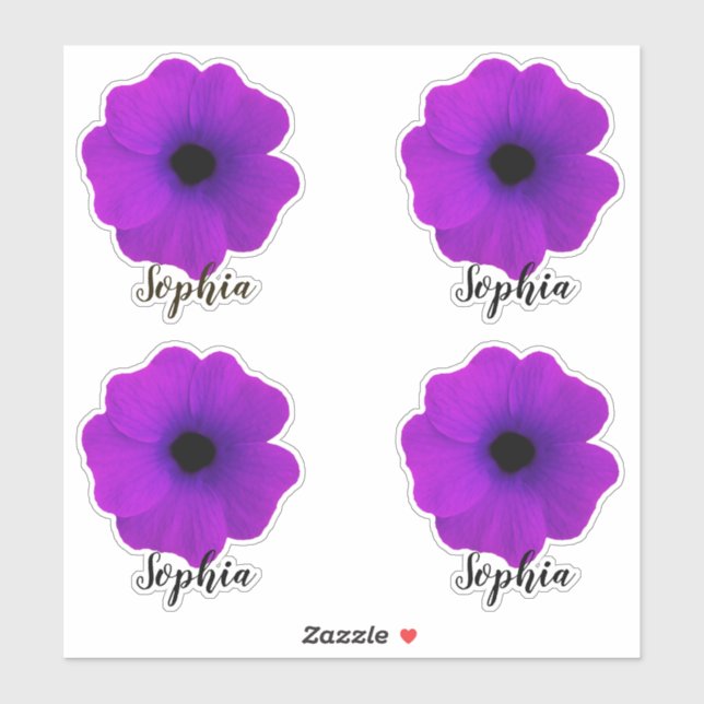 Sticker Fleur violet mou Nom du script moderne (Feuille)