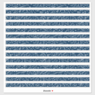 Sticker Fleurs Boho Bleues Classiques Bordures Minces