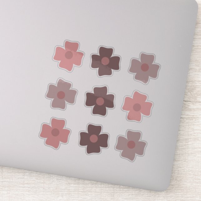 Sticker Fleurs Boho Tons Terreux Rose (Détail)