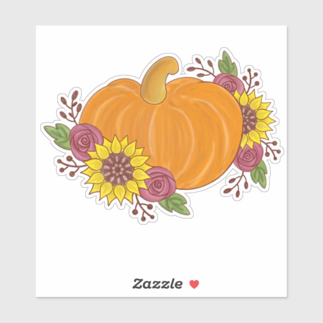 Sticker fleurs citrouilles automne automne belle peinte (Feuille)