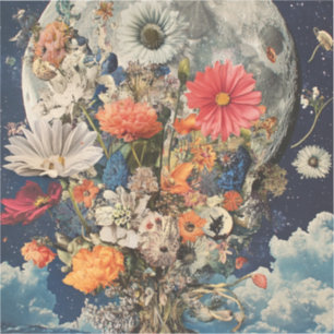 Sticker Fleurs colorées sous Pleine lune