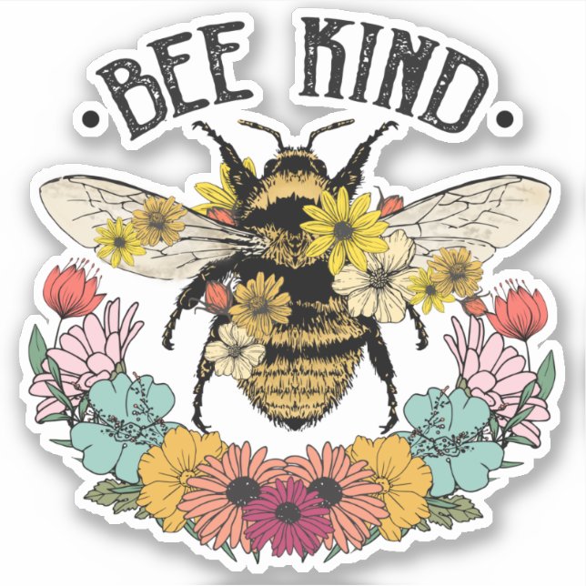 Sticker Fleurs d'abeilles mignonnes (Devant)
