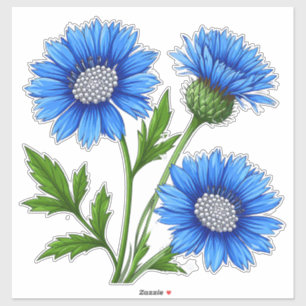 Sticker Fleurs d'anémone bleues avec des tiges vertes
