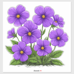 Sticker Fleurs d'anémone violet vibrant
