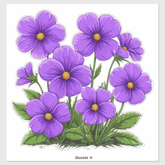 Sticker Fleurs d'anémone violet vibrant (Feuille)