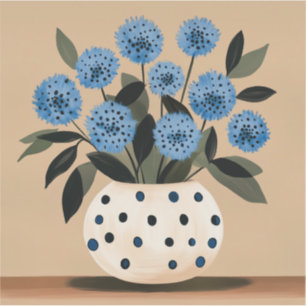 Sticker Fleurs dans un vase à pois