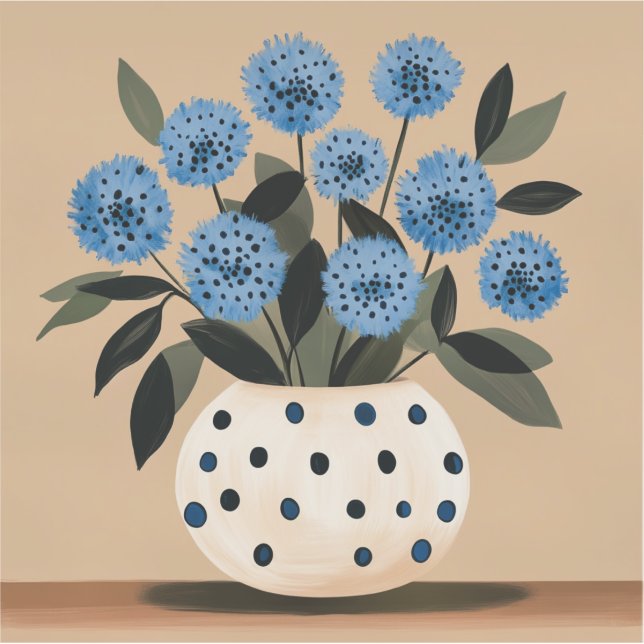 Sticker Fleurs dans un vase à pois (Devant)