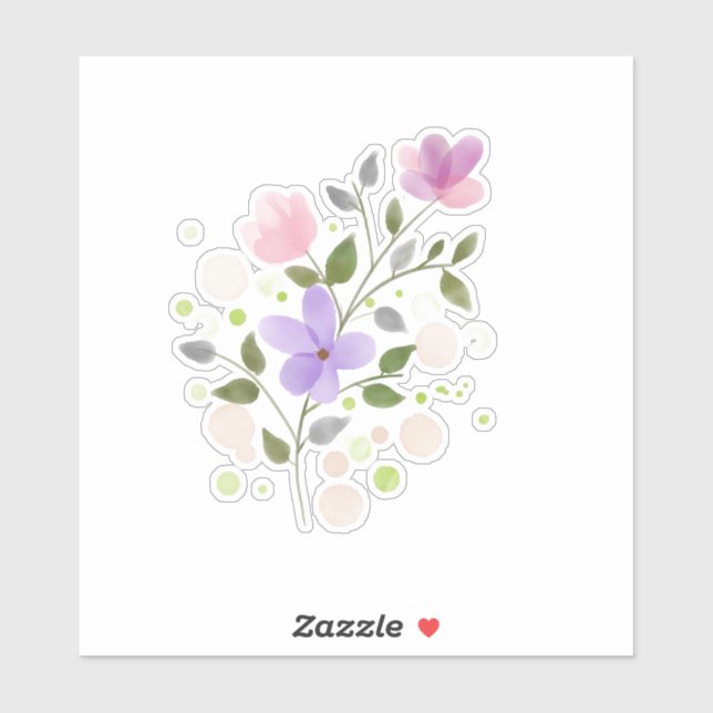 Sticker Fleurs d'aquarelle Pastel (Feuille)