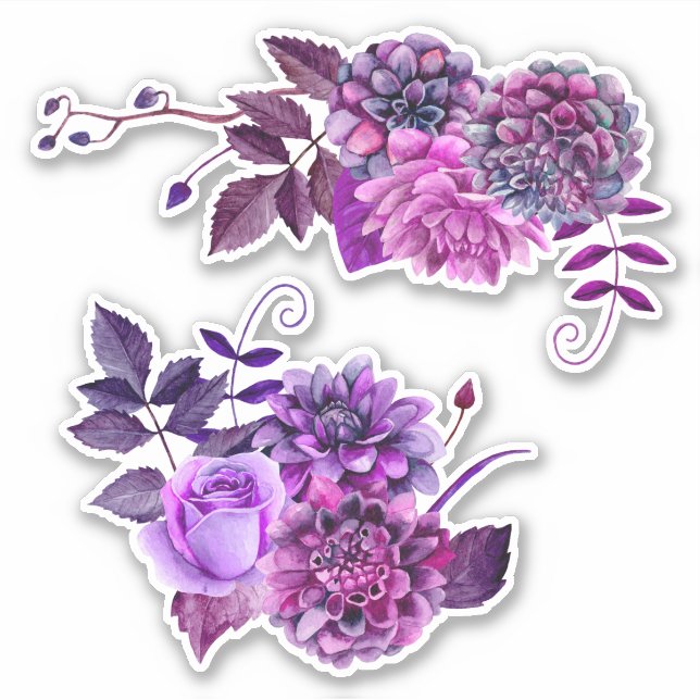 Sticker Fleurs d'aquarelle violet. Lilac jardin fleuri (Devant)