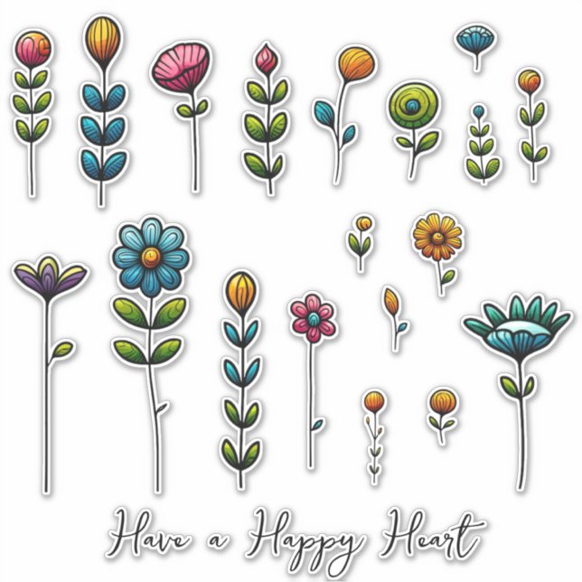 Sticker Fleurs d'art folklorique et dire (14 po : tailles  (Devant)