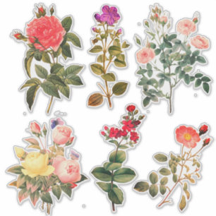 Sticker Fleurs D'Art Vintages Colorées, Vs 2, Couleurs Lum