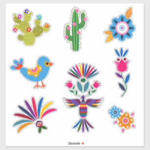 Sticker Fleurs de cactus Oiseau