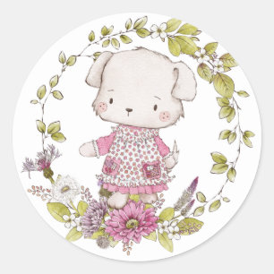 Sticker Fleurs de Chien mignon