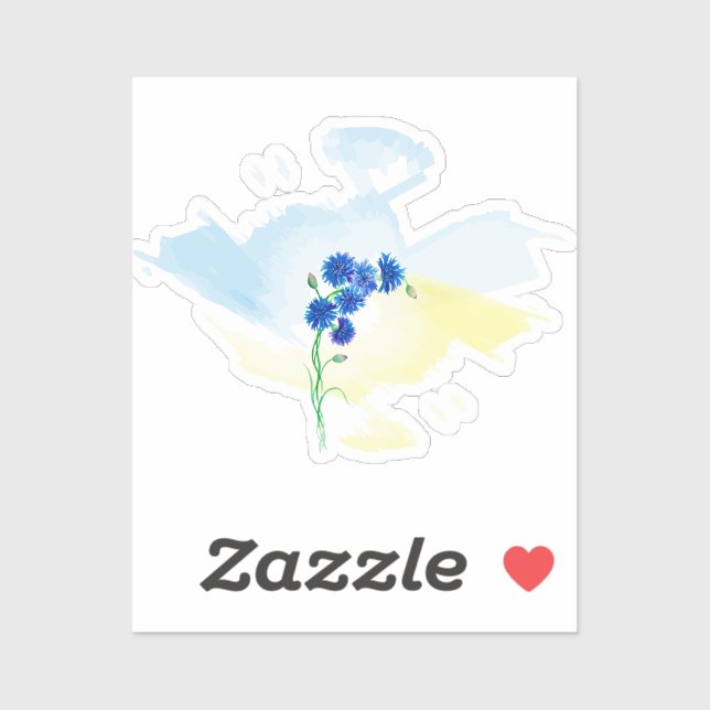 Sticker Fleurs de cornes d'aquarelle mignonnes sur fond bl (Feuille)