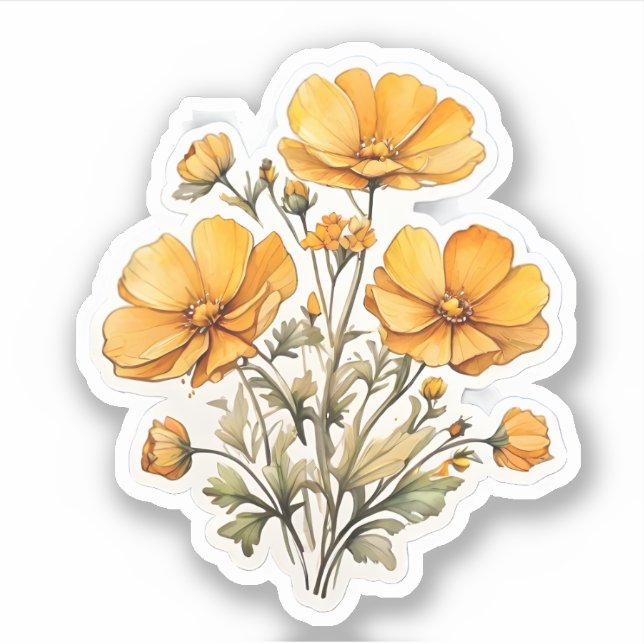 Sticker Fleurs de Cosmos Jaunes (Devant)