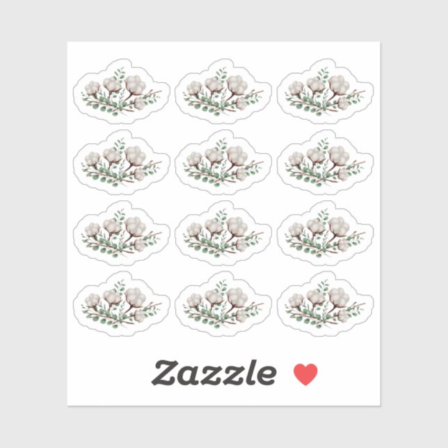 Sticker Fleurs de coton rustiques du sud (Feuille)