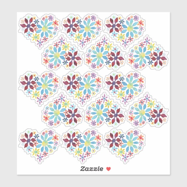 Sticker Fleurs de couleur d'eau (Feuille)
