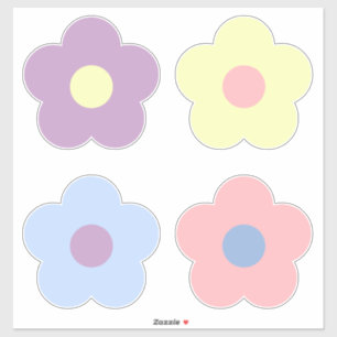 Sticker Fleurs de dessin Retro Girly Cute Pastel
