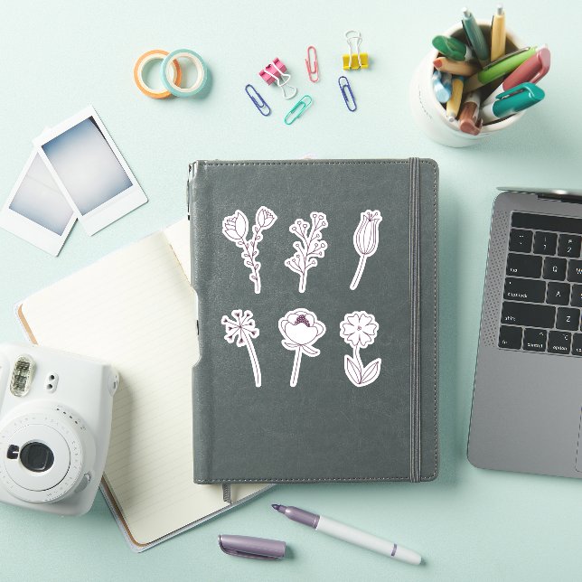 Sticker Fleurs de la ligne de gribouillis (Couverture iPad)