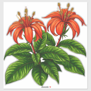 Sticker Fleurs de lys brillantes avec des feuilles vertes 