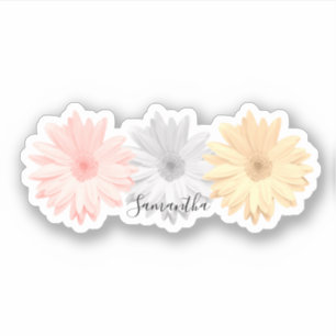 Sticker Fleurs de marguerite rose gris jaune