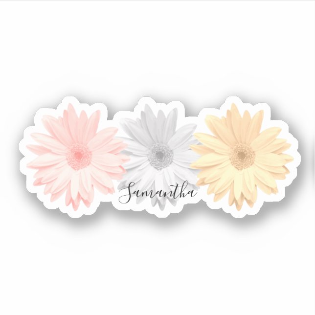Sticker Fleurs de marguerite rose gris jaune (Devant)