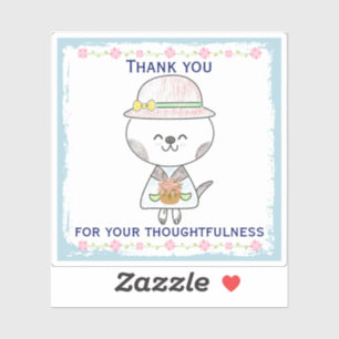 Sticker Fleurs de printemps doux Kawaii Chat Merci