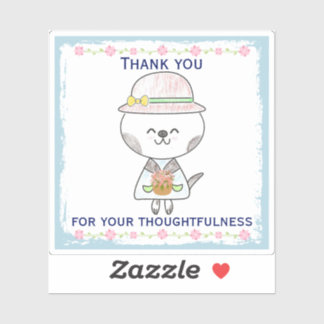 Sticker Fleurs de printemps doux Kawaii Chat Merci