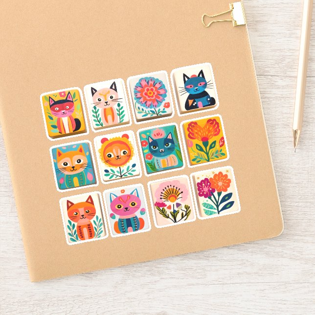 Sticker Fleurs de renard Chats (Carnet)