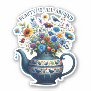 Sticker Fleurs de Vase d'Art populaire Beauté Tout autour