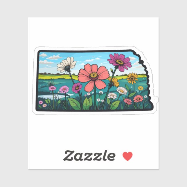 Sticker Fleurs du Nebraska - Fleurs sauvages du Nebraska (Feuille)