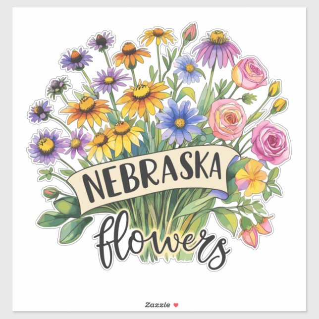 Sticker Fleurs du Nebraska - Fleurs sauvages du Nebraska e (Feuille)