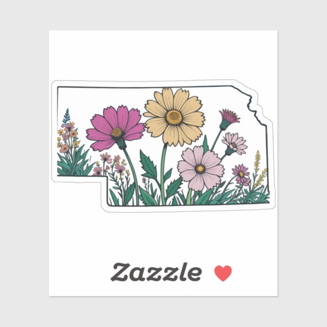 Sticker Fleurs du Nebraska - Fleurs sauvages Nebraska (Feuille)
