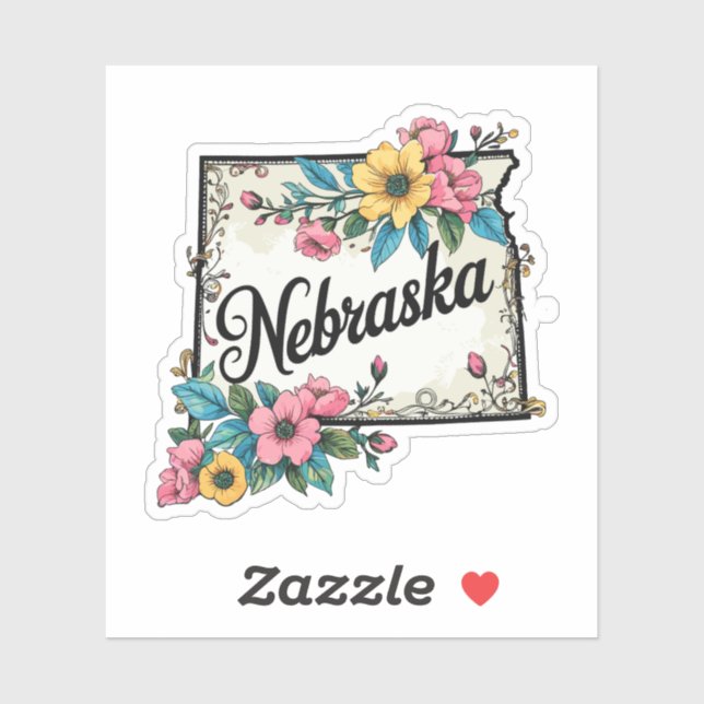 Sticker Fleurs du Nebraska - Fleurs sauvages Nebraska (Feuille)